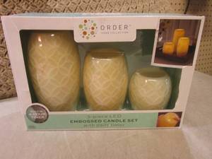 lot 171 image: (BSB) 3pc LED Embossed Candle Set w...