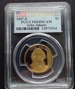 lot 5 image: 2007-S John Adams Dollar - PR69DCAM