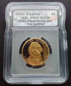 lot 29 image: 2007-S John Adams Dollar - PR70DCAM