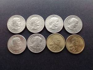 lot 34 image: 8 Dollar Coins - Susan B. Anthony & Sacagawea