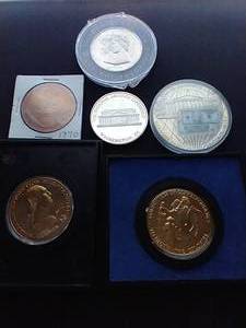 lot 69 image: 6 Large Commemorative CoinsTokensMedals