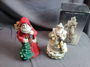 2 Wind Up Musical Santa Decorations