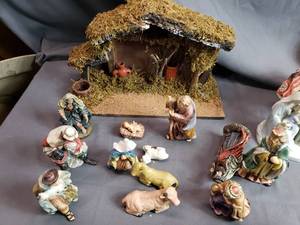 Nativity Scene and Mary, Joseph, Jesus Figurine