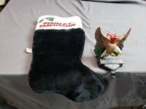 Harley Davidson Christmas Stocking and Shelf Stocking Hanger