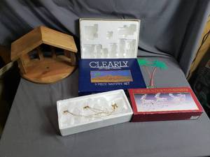 Crystal Nativity Set & Acrylic Reindeer with Sleigh