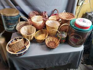 Baskets and Christmas Tins