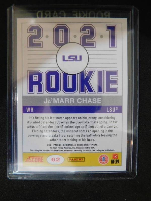lot 68 image: 2021 Score Chronicles Football JaMarr Chase Rookie #62