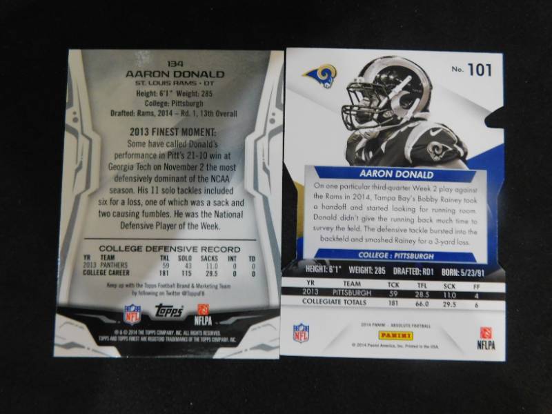 lot 79 image: 2014 Finest & Absolute Aaron Donald Rookie Cards LK