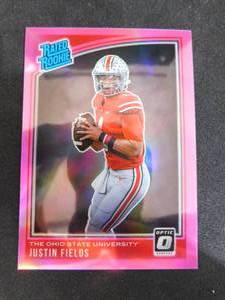lot 11 image: 2021 Donruss Optic Justin Fields Pink Prizm Rookie Card #202