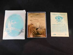 lot 18 image: 1996 BLEACHERS #15 KEN GRIFFEY JR 23K KARAT GOLD GREATEST CHAMPIONS, BOX & COA