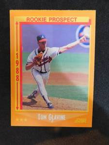 lot 47 image: 1988 Score Tom Glavine Rookie card #638