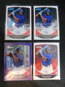lot 61 image: (4) 2013 Bowman Byron Buxton Rookie card Lot