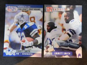 lot 90 image: (2) 1990 Pro Set Emmitt Smith Rookie Card Lot