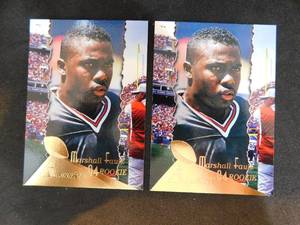 lot 111 image: (2) 1994 Pinnacle Marshall Faulk Rookie Cards #198