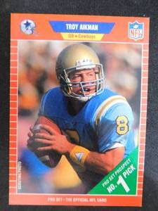 lot 118 image: 1989 Pro Set Troy Aikman Rookie Card #490