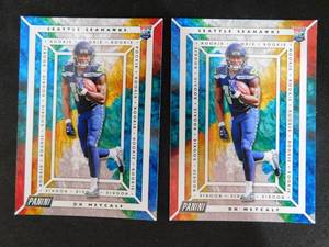 lot 120 image: (2) 2019 Panini DK Metcalf Rookie Cards #63