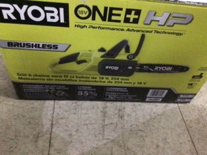 RYOBI ONE HP 18V Brushless 10 in. Cordless Battery Chainsaw with 4.0 Ah Battery and Charger