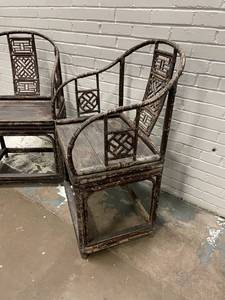 lot 5 image: Pr Chinese Bamboo Armchairs