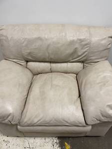 lot 25 image: One Cushion Leather Chair with Ottoman