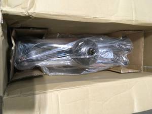 Hampton Bay 5-Light Bronze Chandelier with Tea Stained Glass Shades not used see pictures