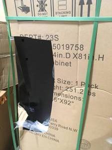 Husky Heavy Duty Welded 20-Gauge Steel Freestanding Garage Cabinet in Black (36 in. W x 81 in. H x 24 in. D) damaged see pictures