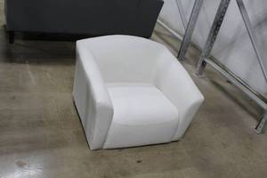 lot 100 image: White LinenWood Living Room Arm Chair