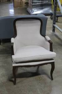 lot 98 image: White LinenWood Formal Living Room Arm Chair