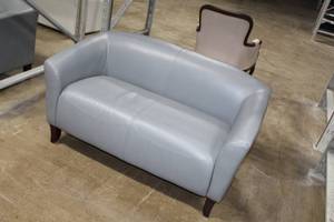 lot 61 image: Grey Faux LeatherWood Love Seat
