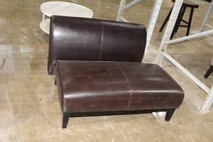 lot 64 image: Black Leather Bench Set 2-piece  with Base, Backrest