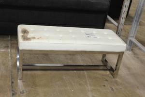 lot 97 image: White LinenMetal Bench
