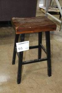 lot 95 image: Wood Saddle Seat Bar Stool