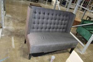 lot 70 image: Grey Linen High Back Love Seat
