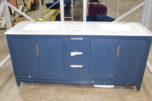 lot 88 image: Water Creation Wood Bathroom Vanity, Dual Sink, Quartz Top
