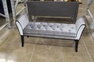 lot 89 image: Grey Linen Sitting Bench