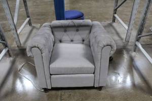 lot 121 image: Grey VinylWood Living Room Arm Chair