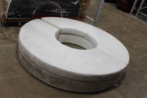 lot 136 image: White Leather Round Ottoman 2-piece
