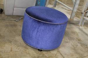 lot 151 image: Dark Blue Linen Foot Stool