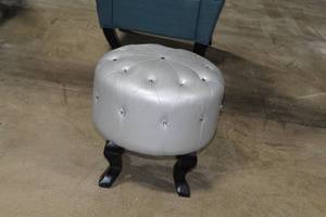 lot 213 image: Grey Leather Foot Stool