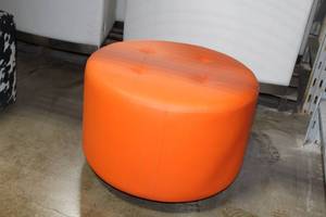 lot 253 image: Orange Leather Foot Stool