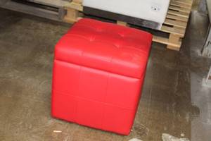 lot 274 image: Modway Red Leather Storage Foot Stool