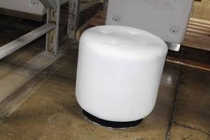 lot 296 image: Coaster Fine Furniture White Plush Swivel Ottoman