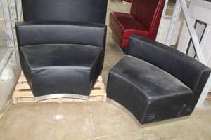 lot 359 image: Lot of (4) Black Plush Sectionals