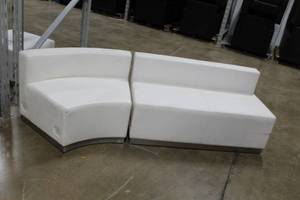 lot 382 image: White Leather Plush Sectional 2-piece