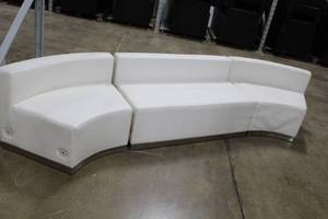 lot 401 image: White Leather Plush Sectional 3-piece