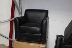 lot 412 image: Lot of (2) Reno Black Plush Arm Chairs