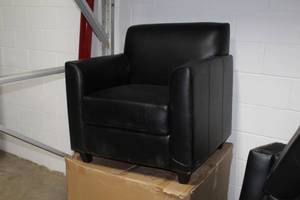 lot 440 image: Lot of (4) Black Plush Arm Chairs