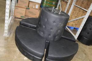 lot 459 image: Black Leather Plush Sectional 4-piece with Center Backrest