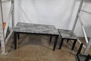 lot 481 image: Faux Marble QuartzWood Table Set 2-piece