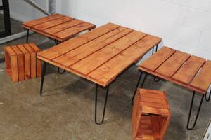 lot 485 image: WoodMetal Patio Set 5-piece
