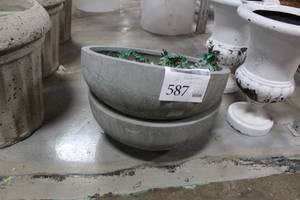 lot 587 image: Lot of (2) Grey Planter Bowls